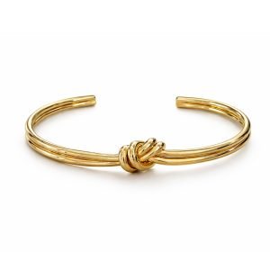 Bracelete em semijoia banhada a ouro 18k, com design elegante e detalhe em nó central