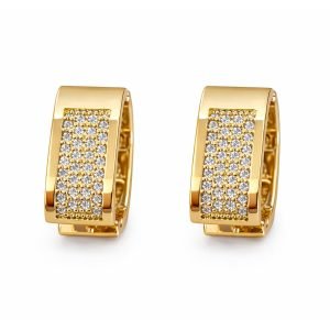 Brinco dourado, banhado no ouro 18k, hipoalergênico, cravejado em Zircônias. _ (2)