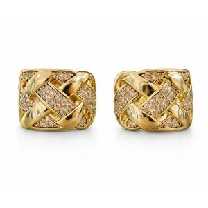 Brinco dourado, banhado no ouro 18k, hipoalergênico, cravejado em Zircônias 03