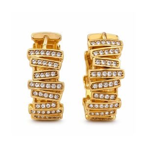 Brinco dourado, banhado no ouro 18k, hipoalergênico, cravejado em Zircônias 04
