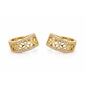 Brinco cravejado em Zircônias, banhado a ouro 18k