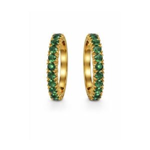 Brinco dourado com pedra verde