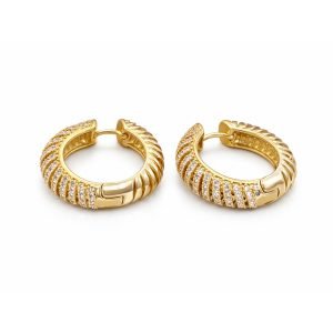 Brinco dourado, banhado no ouro 18k, hipoalergênico, cravejado em Zircônias_ 05