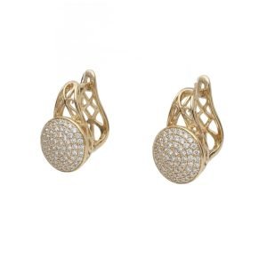 Brinco dourado, banhado no ouro 18k, hipoalergênico, cravejado em Zircônias